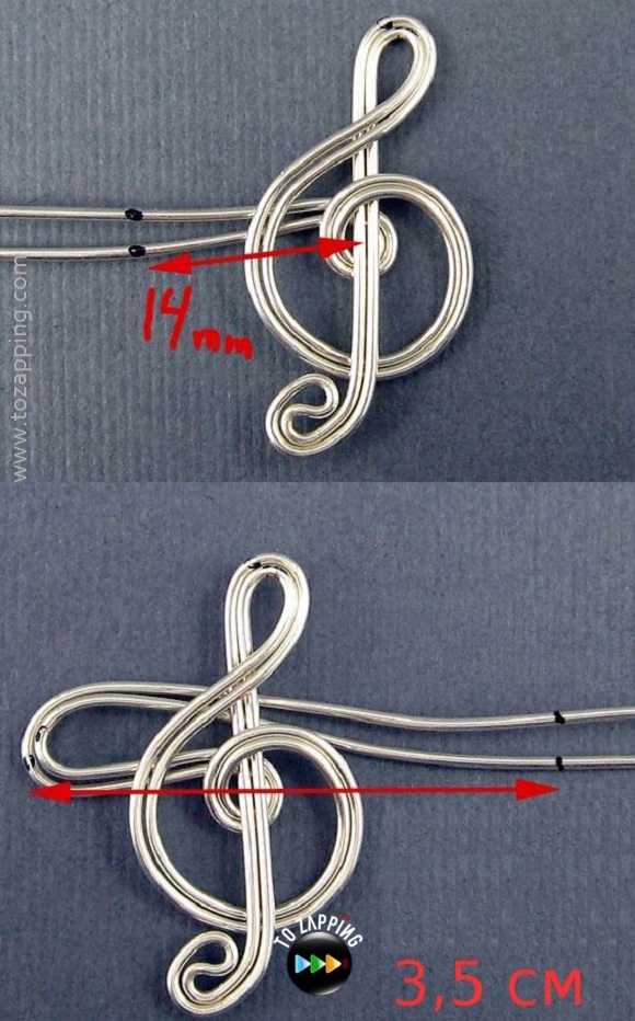 Pendiente de nota de música con alambre