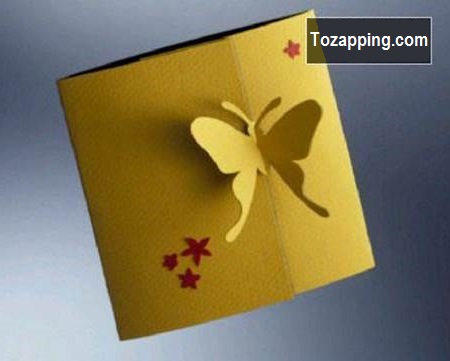 Tarjetas de felicitación kirigami 3D DIY Mariposa Amarilla.