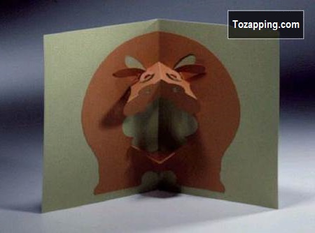 Tarjetas de felicitación kirigami 3D DIY Plantilla Hipopótamo.