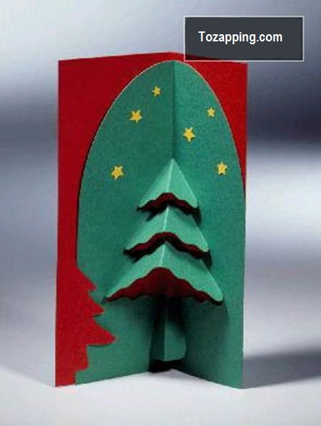 Tarjetas de felicitación kirigami 3D DIY Plantilla Árbol Navidad.