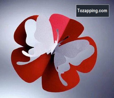 Tarjetas de felicitación kirigami 3D DIY Mariposa Roja. 
