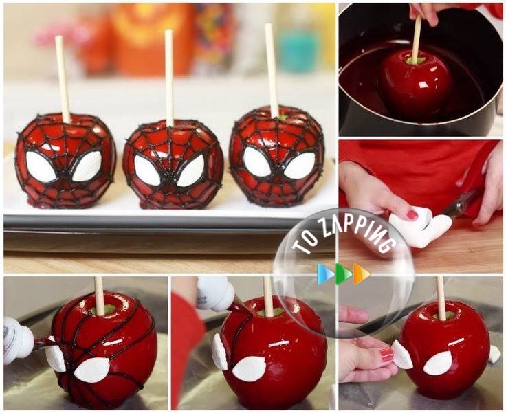 Manzanas de caramelo de Spiderman